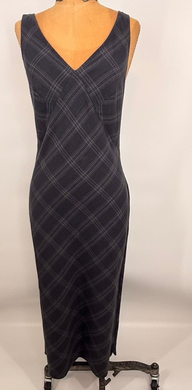 Faherty Womens XS Plaid Maxi Dress Organic Cotton Crisscross Strap Sleeveless